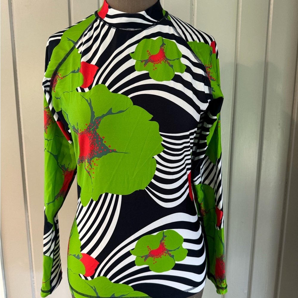 Women’s Green Floral Rash Guard Swim Coverup
